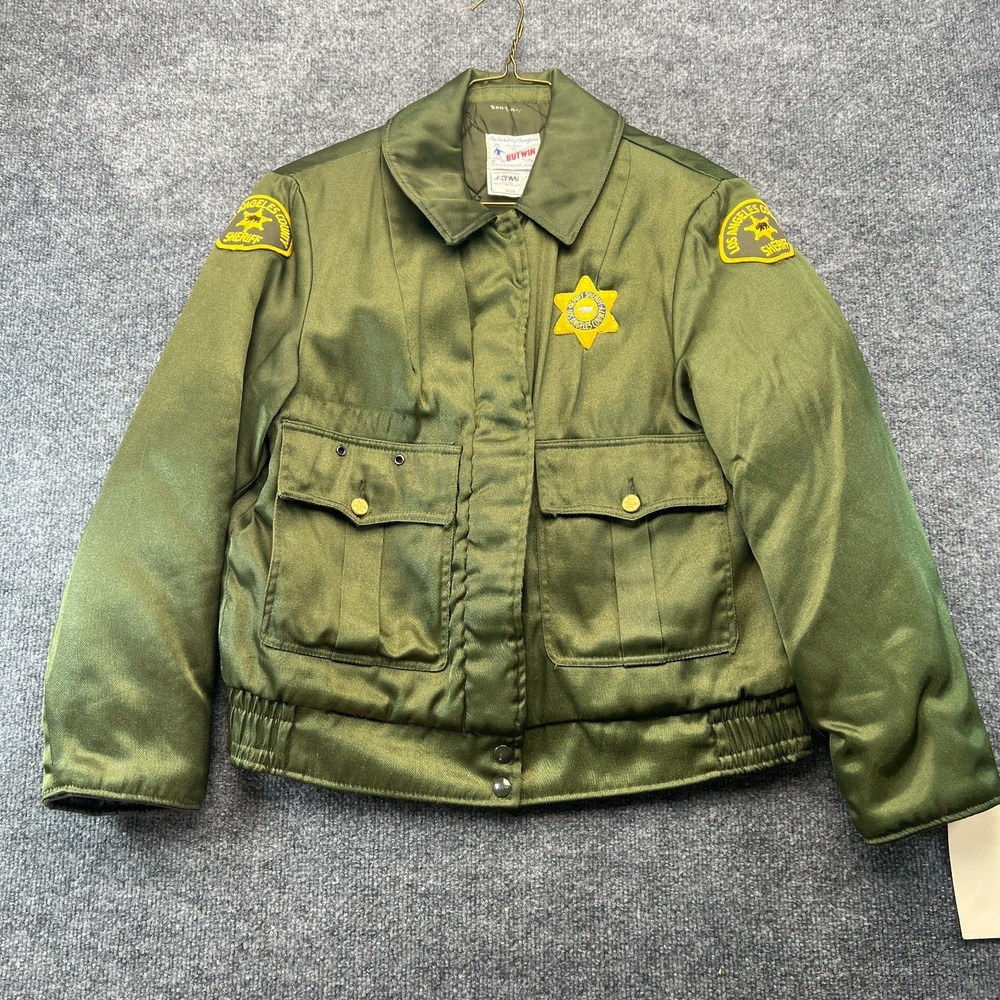 Vintage Butwin Los Angeles County Sheriff Jacket Womens 14 Green Quilted Lined